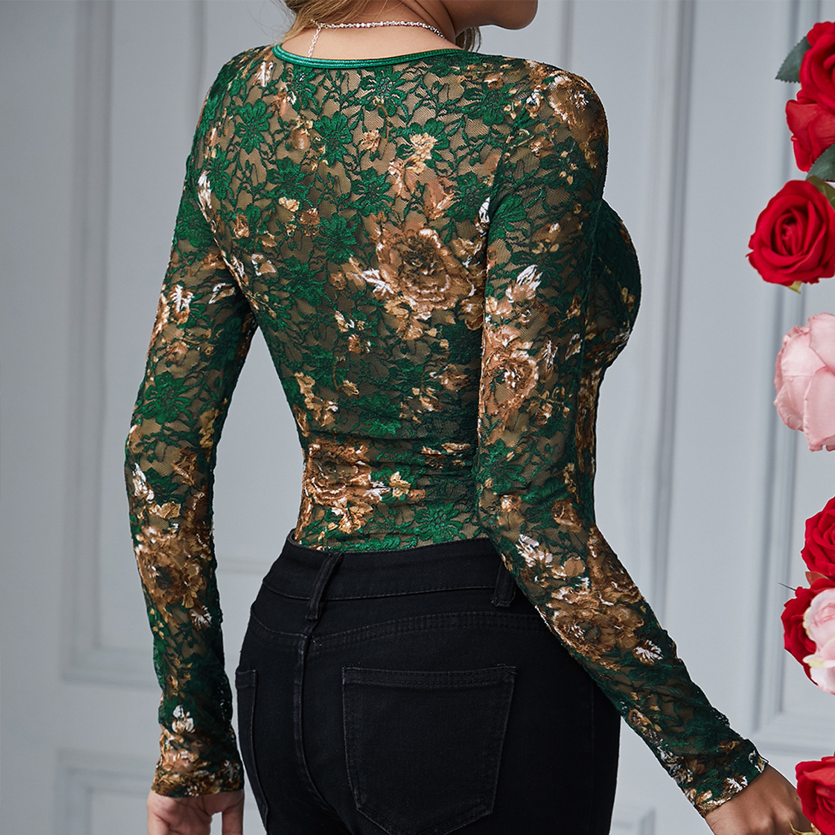 Sexy Lace Bodysuit Women Squar – обзор и цена Romper Floral Print