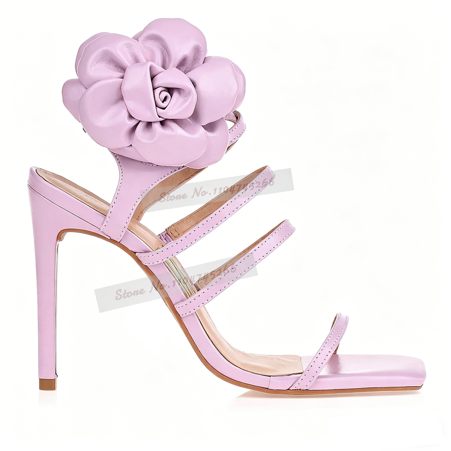 Pink Matte Big Flower Embellis – обзор и цена Sandal Strappy Heeled