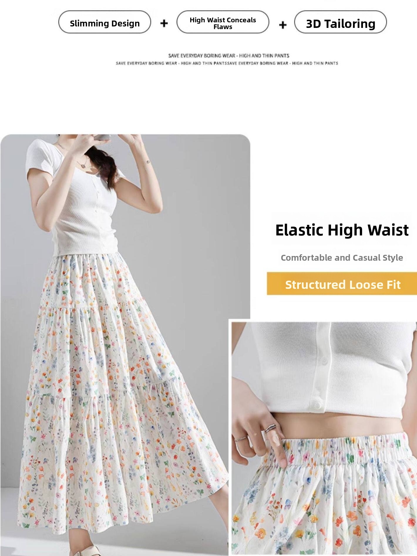 plus Size Floral Print A-Line  – обзор и цена Midi Skirt Floral