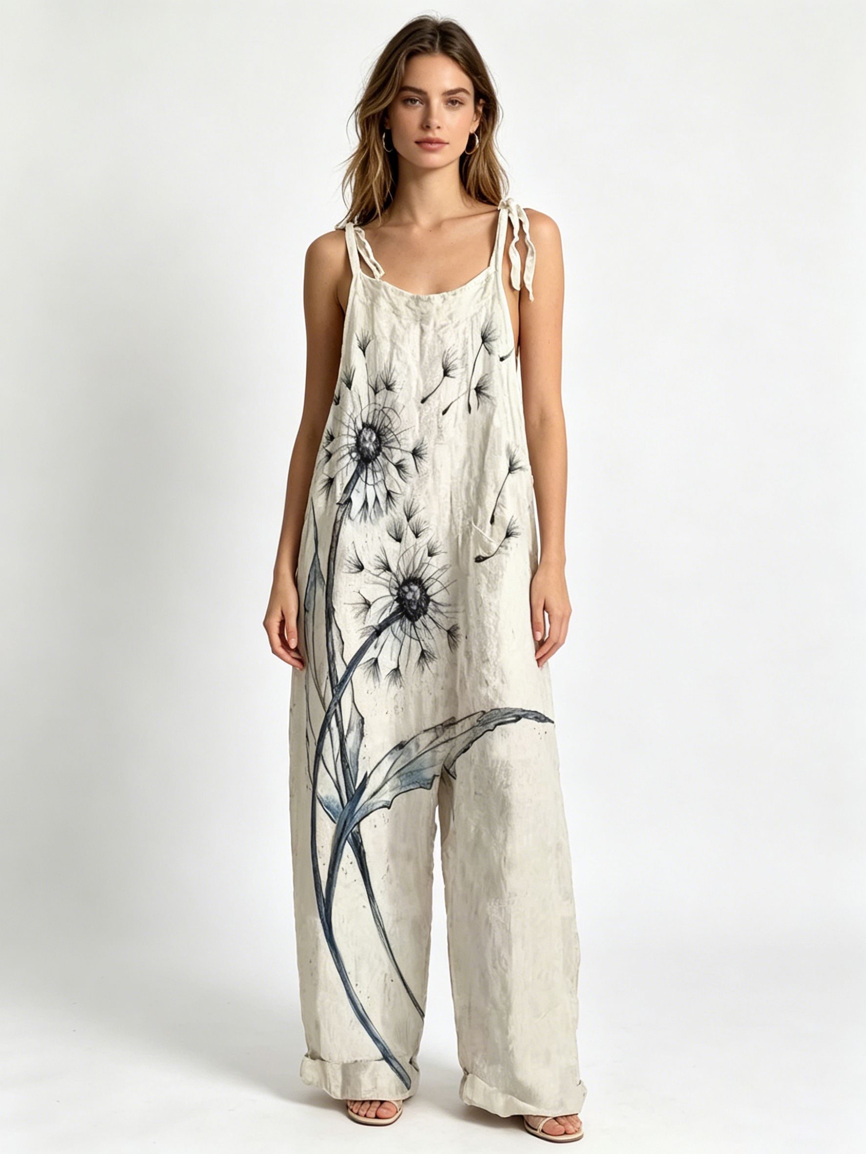 Oversized Baggy Watercolor Flo – обзор и цена Jumpsuit Linen Relaxed