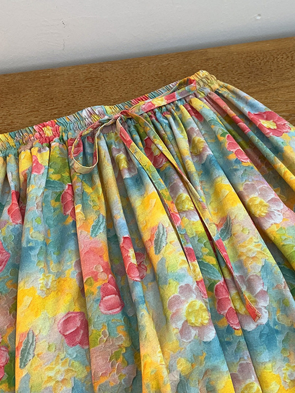 Retro Artistic Large Size A-Li – обзор и цена Midi Skirt Floral