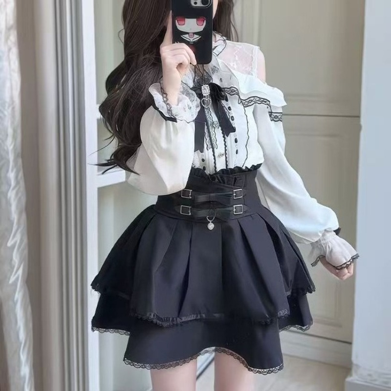 Japanese Gothic Y2k Lolita Sty – обзор и цена Blouse Off Shoulder