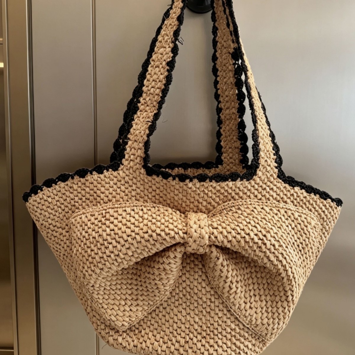 NEW raffia bow crochet handwov – обзор и цена Crochet Bag Raffia