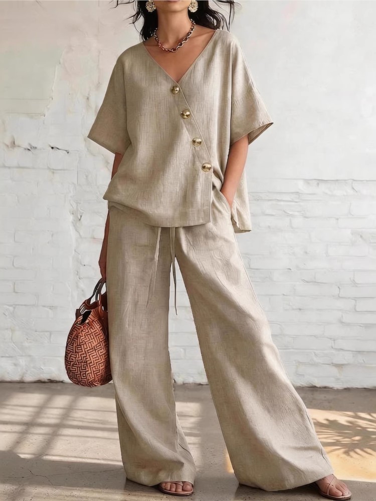 Casual Cotton Loose Pants Sets – обзор и цена Linen Pant Wide