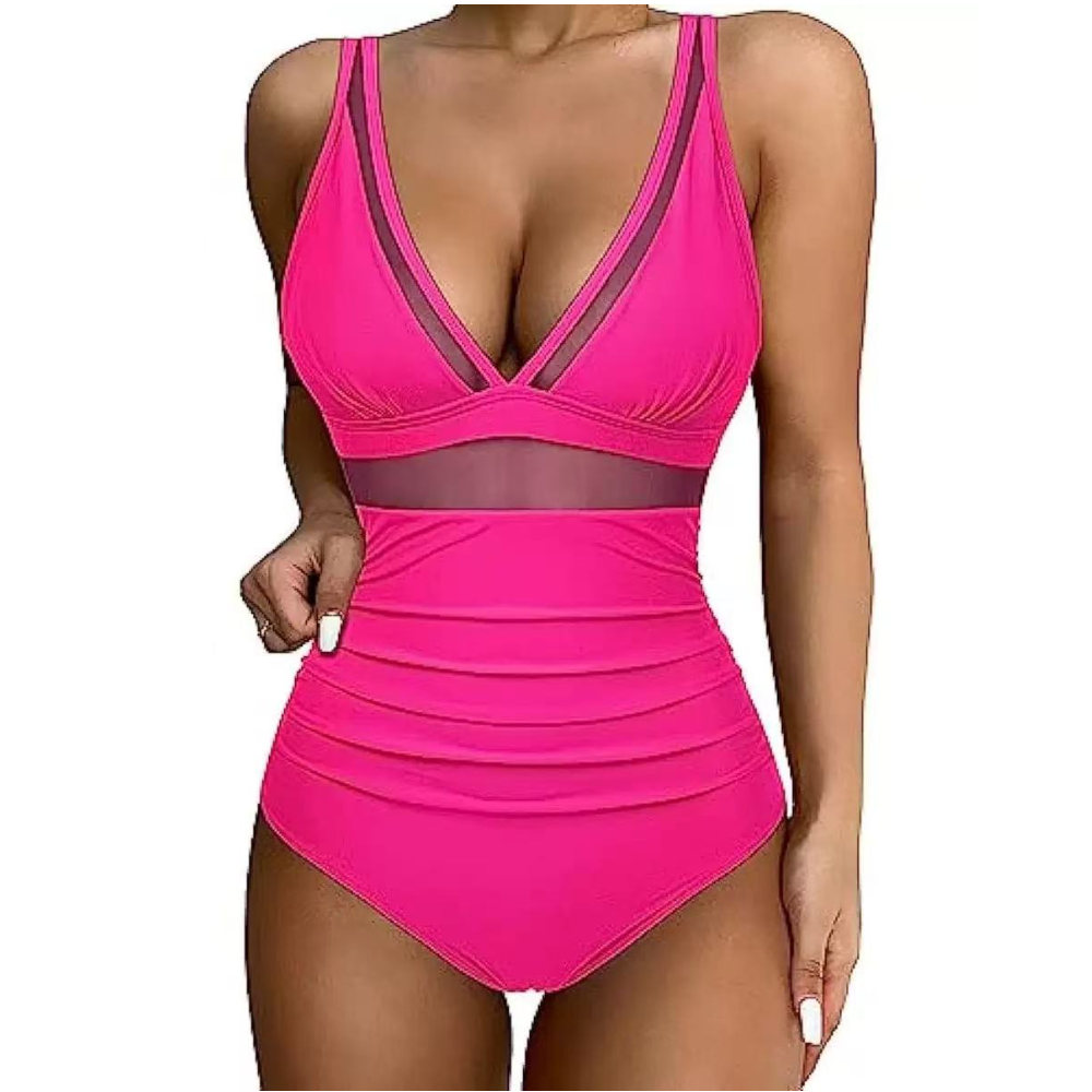Women Deep V Mesh Cutout One P – обзор и цена Swimsuit Bikini Ruched