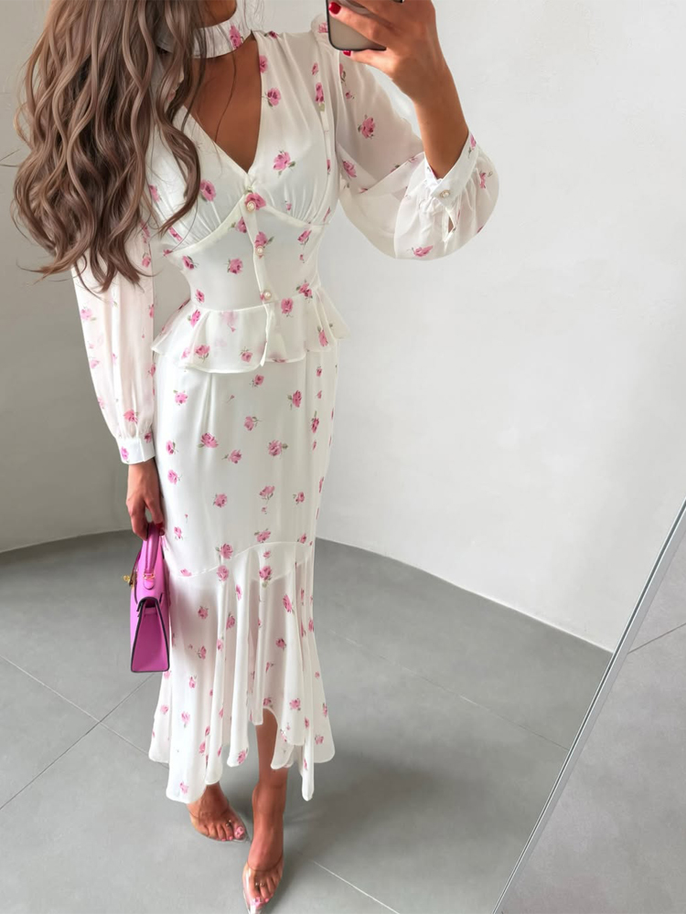 Women White Pink Floral Choker – обзор и цена Romper Floral Print