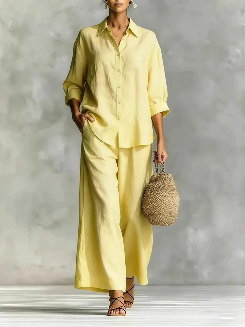 Women's New 7-Sleeve Shirt & W – обзор и цена Linen Pant Wide