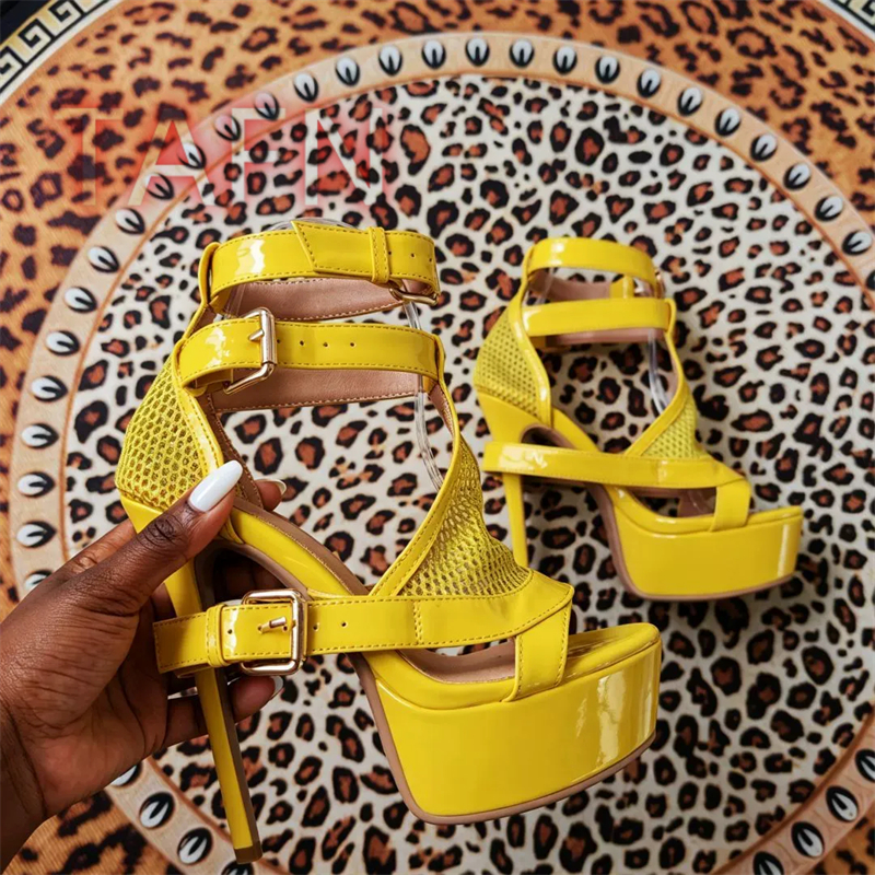 Mesh Buckle Strap Stiletto Pla – обзор и цена Sandal Strappy Heeled