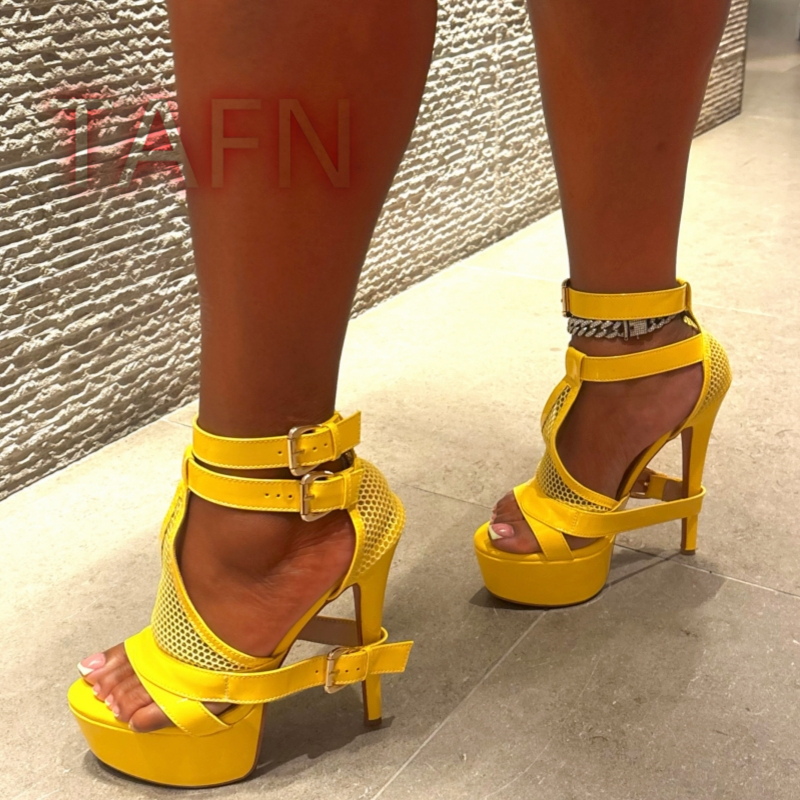 Mesh Buckle Strap Stiletto Pla – обзор и цена Sandal Strappy Heeled