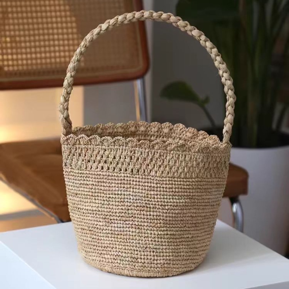Handmade Crochet Straw Bucket  – обзор и цена Crochet Bag Raffia