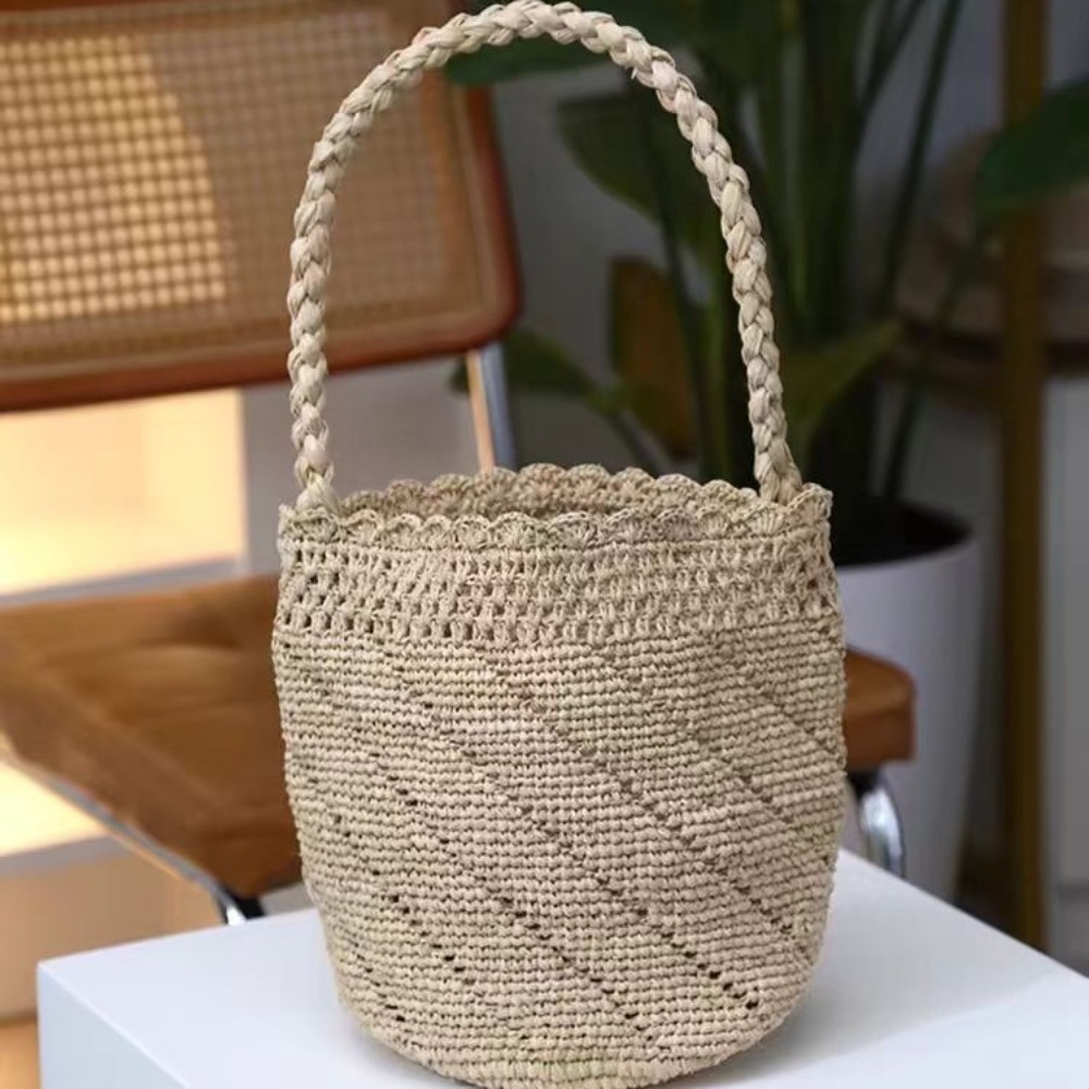 Handmade Crochet Straw Bucket  – обзор и цена Crochet Bag Raffia