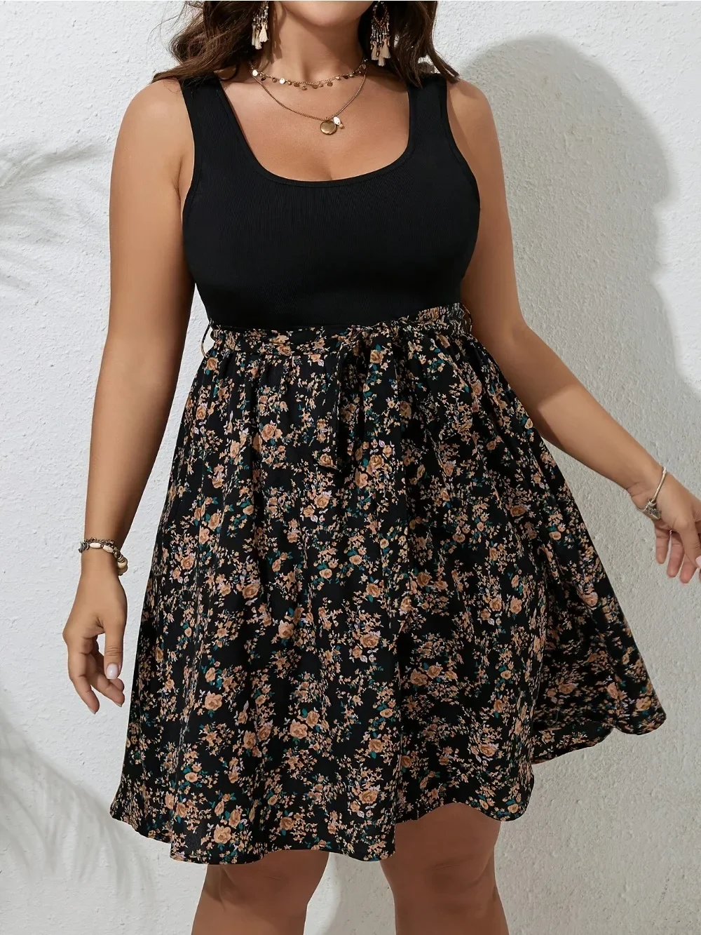 Plus Size Dress Summer Knit Fl – обзор и цена Romper Floral Print